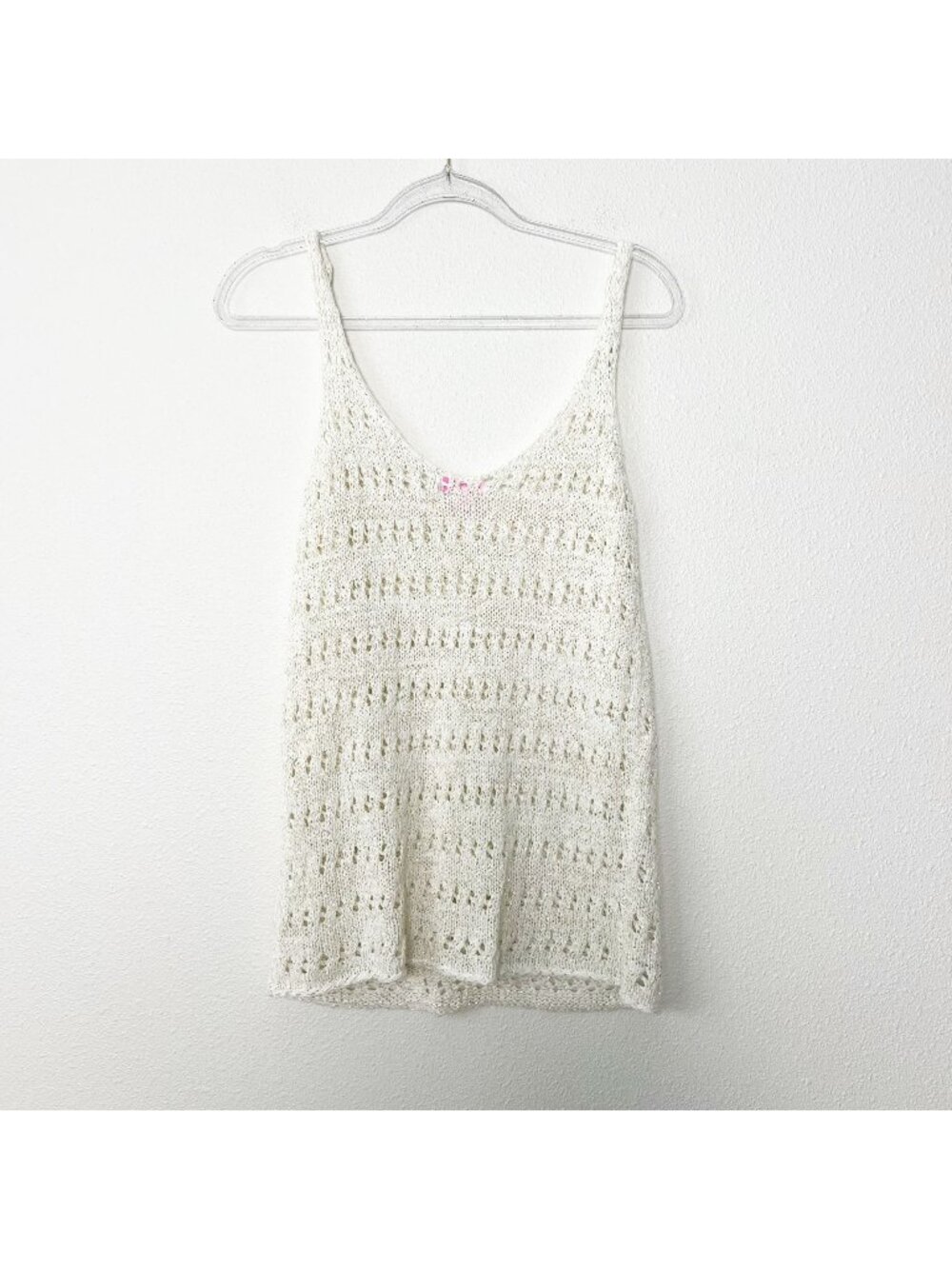 Lilly Pulitzer Womens Medium Cream Diana Crochet Sweater Tank Top Boho Beachy